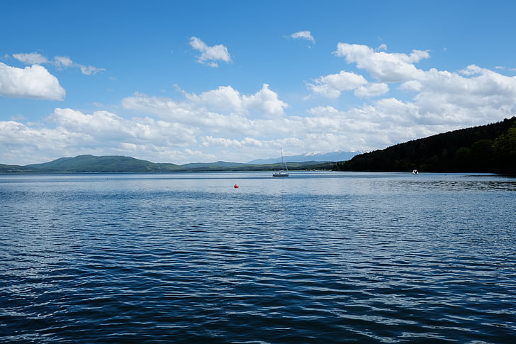 clouds, lake, landscape, nature, sky, water, summer