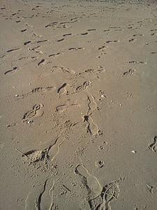 пляж, песок, следы, океан, мне?, путешествия, Отдых