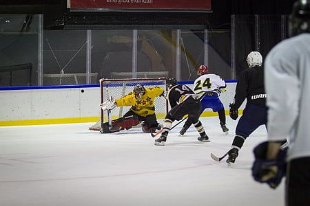 the goalkeeper, the objective of, hockey, sports, ice, game, score from