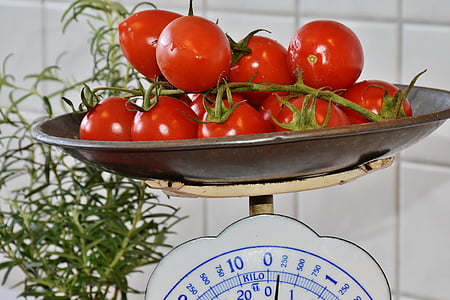 horizontal, contrôle, poids, tomate, rouge, en bonne santé, Frisch