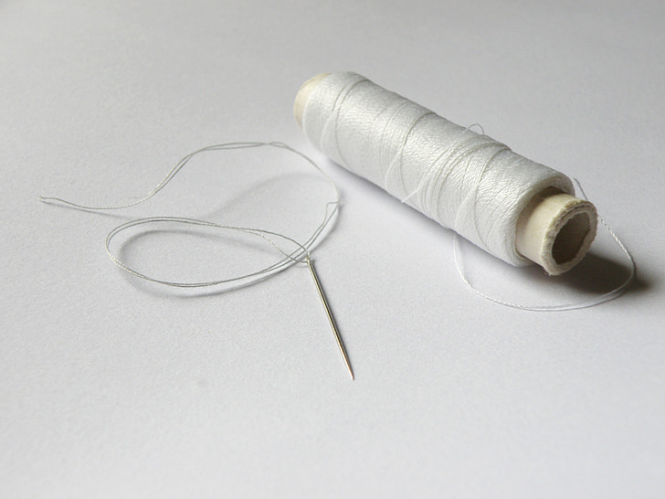 needle, thread, reels, white, sewing