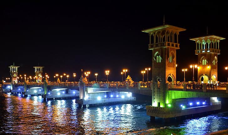 Стенли мост, Александрия, забележителност, Египет, Средиземно море, архитектура, мост