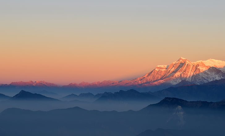 fog, himalayas, landscape, mountains, scenery, sunrise, travel