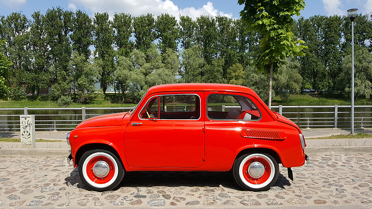 piros, autó, Zaporizzsjai Autógyár, 965, piros autó, autó, retro