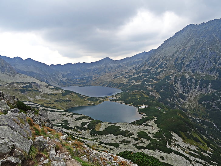 landskap, bergen, sjön, dammen, naturen, Tatry, ovanifrån