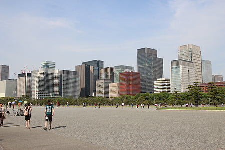 Токио, Япония, Азия, небостъргачи, парк, небе, туристи