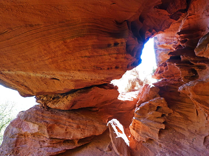 roter Sandstein, Höhle, Erosion, Montsant, Priorat, roten Felsen, Textur