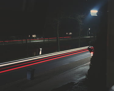 action, blur, car, car lights, city, dark, evening