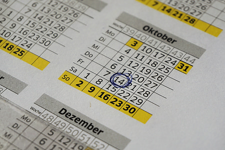 calendario, año calendario, Oficina, fechas de, planificación, Plan de, Nota