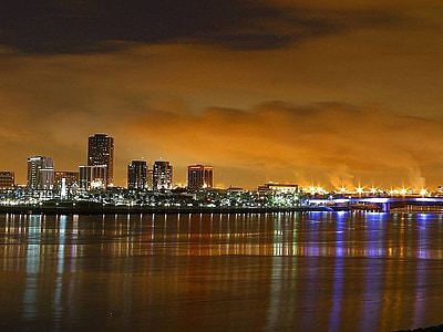 Long beach, Californien, Sunset, Harbor, Urban, havnefronten, skyline