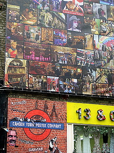costruzione, facciata, poster, Camden, Londra, Inglese