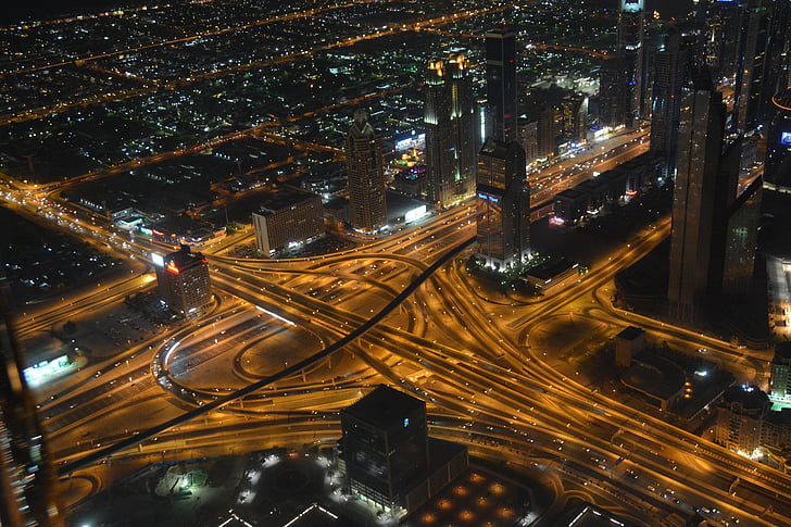 Dubai, verkeer, Verenigde Arabische Emiraten, voertuigen, wolkenkrabber, u l a g e, auto 's