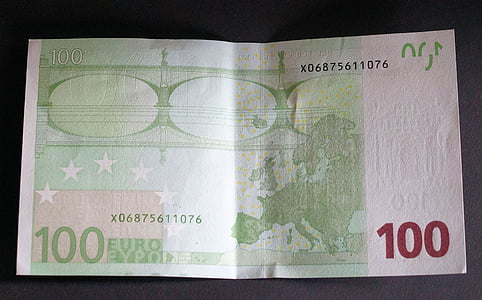 Nota de dólar, 100 euros, moeda, dinheiro de papel, notas de banco, Voltar