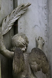 Friedhof, Engel, Skulptur, Abbildung, Cherub, Tür, Wache