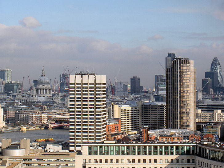svatého Pavla, Londýn, okurka nakládačka, Panorama, budovy, obloha, pohled