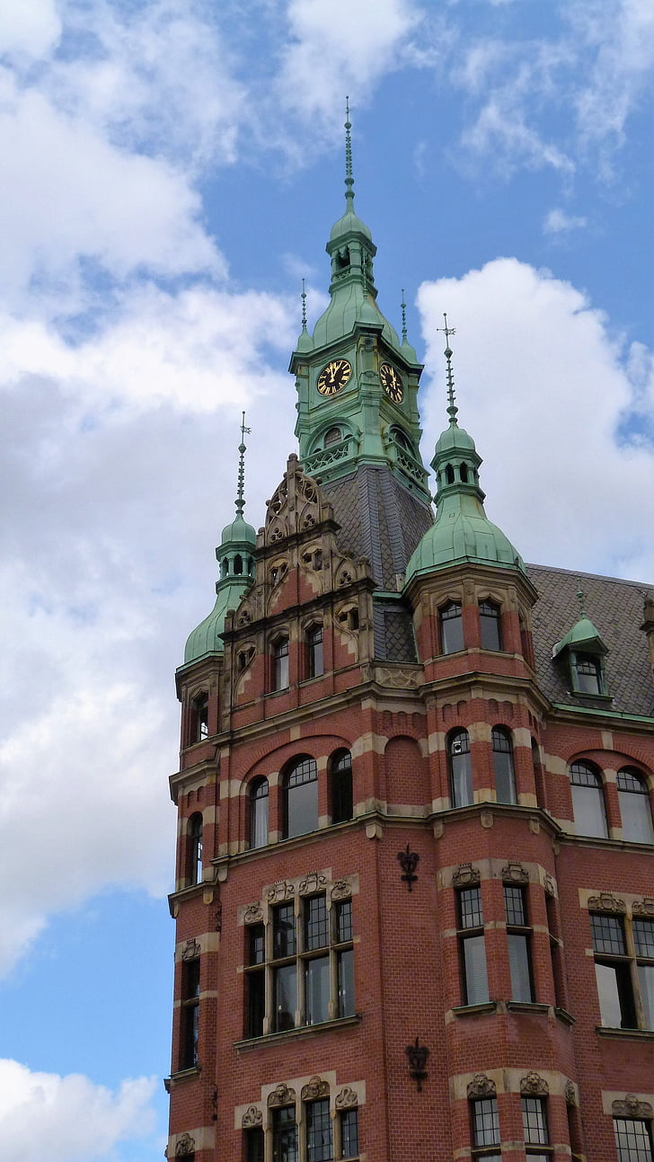 Hamburg, kontor, hem, byggnad, arkitektur, historisk byggnad, tegelstenar