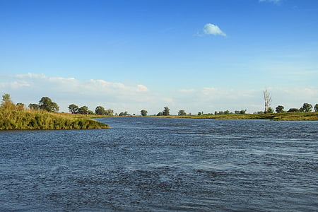 manzara, Elbe, nehir, banka, su, doğa, bulutlar