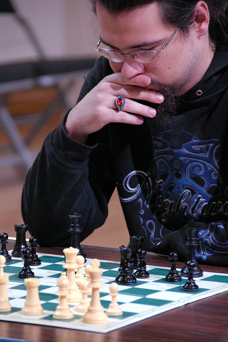 escacs, home, joc, competència, Junta, Planificació, pensament