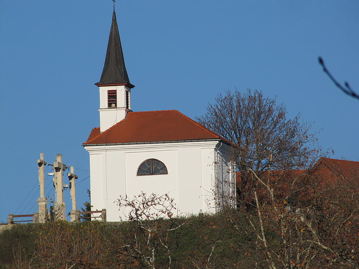 l'església, Creu, blau, Capella, Mont St thomas, cel