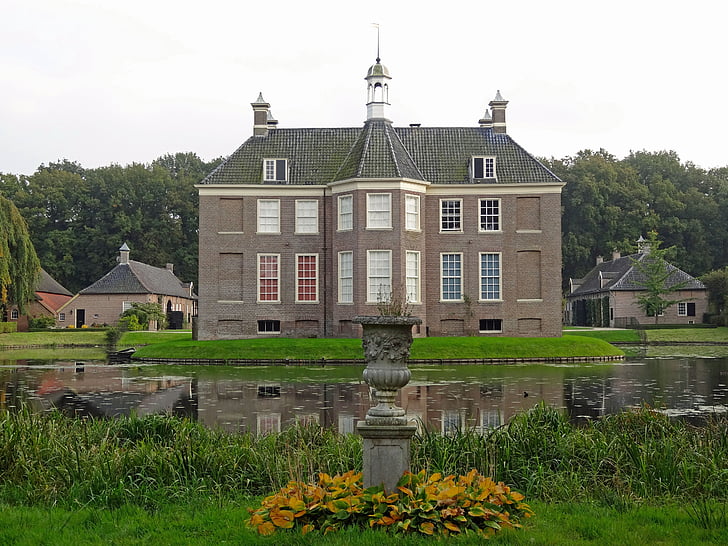 a Huis den berg, Dalfsen, ház, Castle, Palace, emlékmű, tó