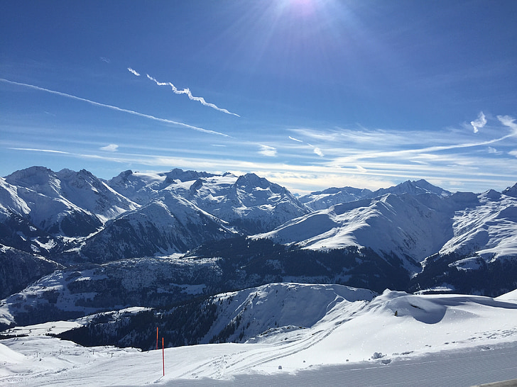 kalni, ziemas, sniega, Ski run, ainava, skrejceļa, Alpu