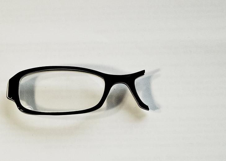 ulleres, trencat, negre, lent, visió, ulleres, Marc