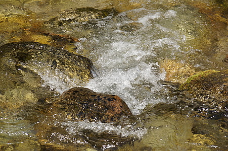 water, current, river, stone