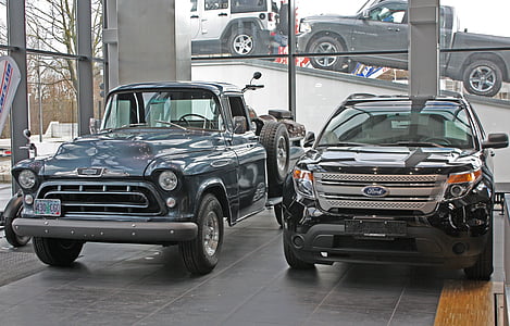 pickup, ford, chevrolet, classic, vehicle, auto, automobile