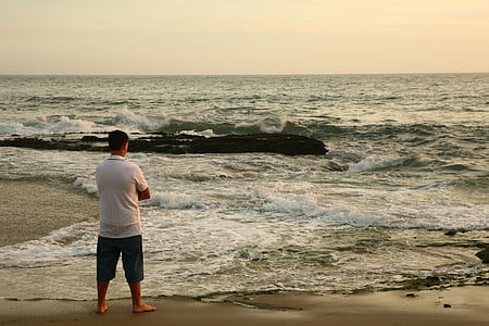 Ocean, fale, Kalifornia, człowiek, Surf, Plaża
