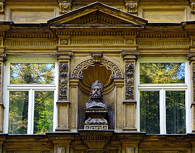 Kamienica, vinduet, statuen af, figur, Kraków, monument, bygning