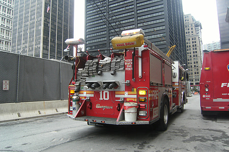 firefighters, fire truck, new york