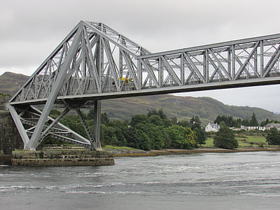 Skotija, connel tilts, dzelzs tilts, rietumu krastā, tērauda tilts, Oban, upes tilts