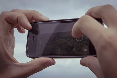 Foto, smartphone, zaslon, kamera, telefon, zaslon osjetljiv na dodir, koji se tiče prsta