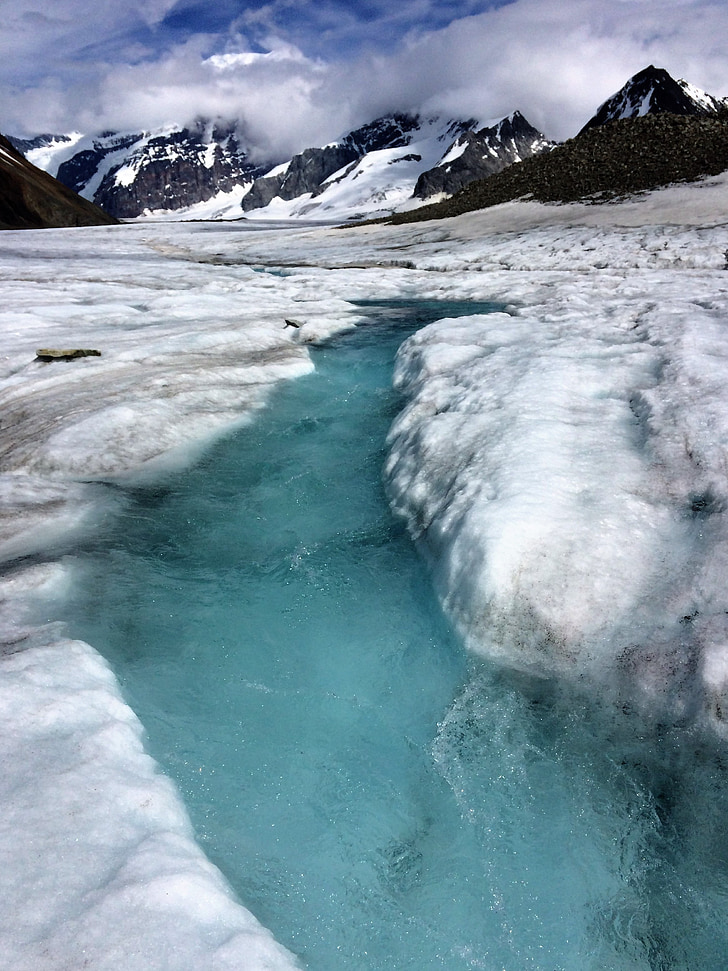 Glacier, jõgi, vaikne, külm, kõrbes, jää-, sulatada