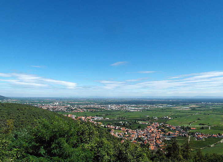 Palatinat, randonnée pédestre, vallée du Rhin, vue, plat, large, Sky