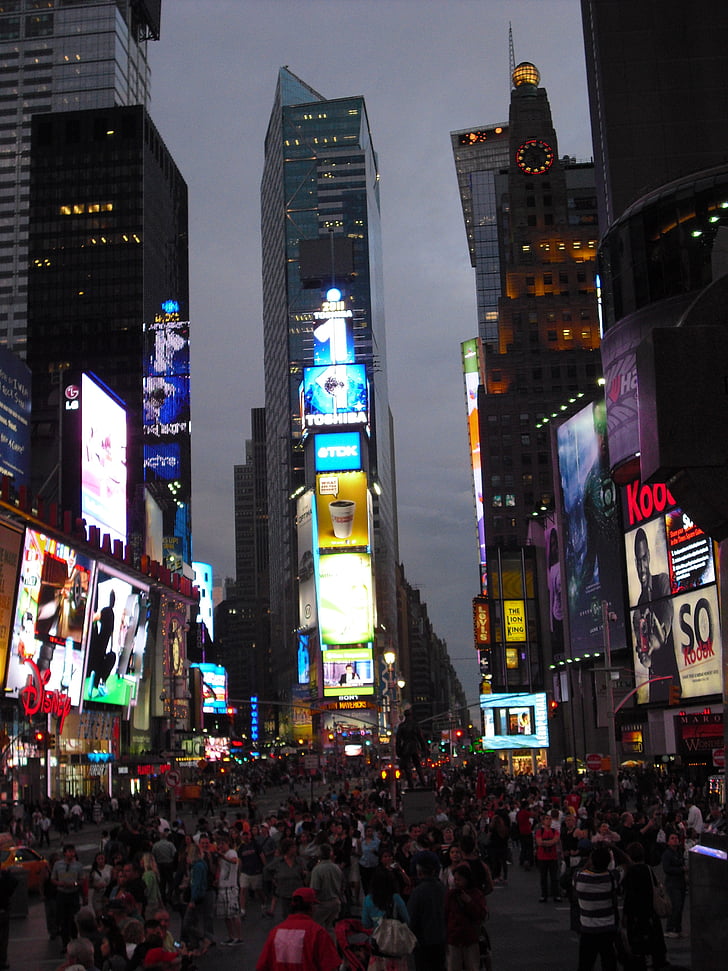Times square, velké jablko, NYC, Broadway, Times Square - Manhattan, New york city, noční