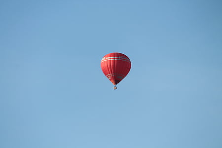 niebo, balon na gorące powietrze, balon, czerwony, Częściowo słonecznie, niebieski