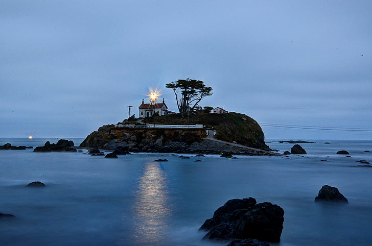 USA, Amerika, Crescent city, Kalifornien, Lighthouse, batteriet point lighthouse, ön