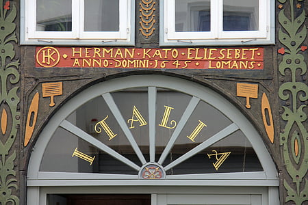 δένω, fachwerkhaus, κτίριο, Αρχική σελίδα, παράθυρο, γραμματοσειρά, χρυσό γραμματοσειράς