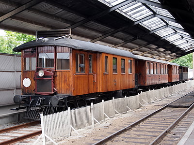 tåg, trä, gamla, Vintage, passagerare, transport, fordon