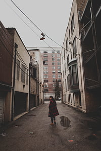 folk, kvinde, Walking, Urban, City, Street, regn