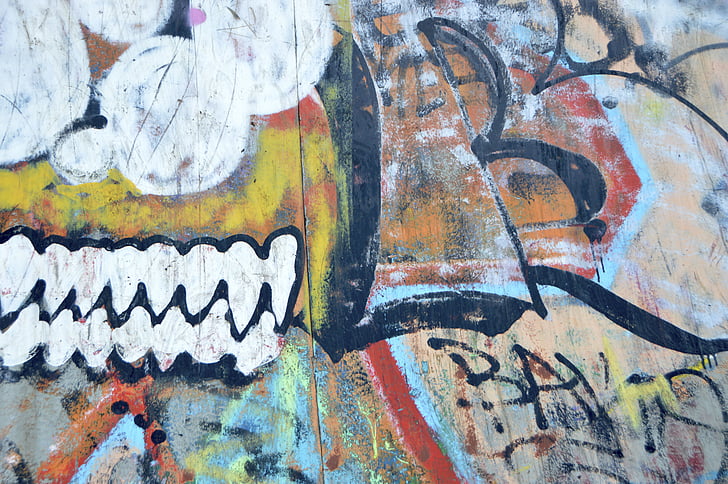zid, vandalizam, umjetnost, boja, slova, grafiti, pun u duhu načiniti