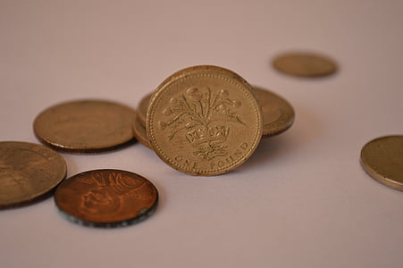 funtów, jeden, monety, Waluta, bogaty, finansowych, środków pieniężnych