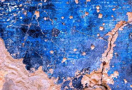 tekstūra, Grunge, fons, zila, sienas, apmetums, vēju aprautām