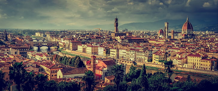 Florencija, Toskana, Italija, Panoramos, Firenze, Architektūra, Senamiestis