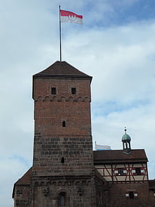 Nuremberg, imperatora pils, pils, tornis, pils tornis, bruņinieka pili, kopņu
