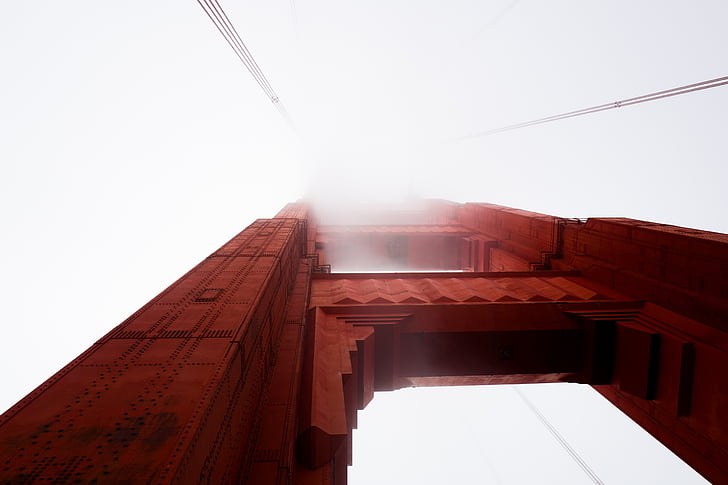 architecture, blur, bridge, city, fog mist, landmark, light