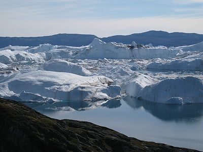 jéghegyek, Jakobshavn, Grönland, a icefjord