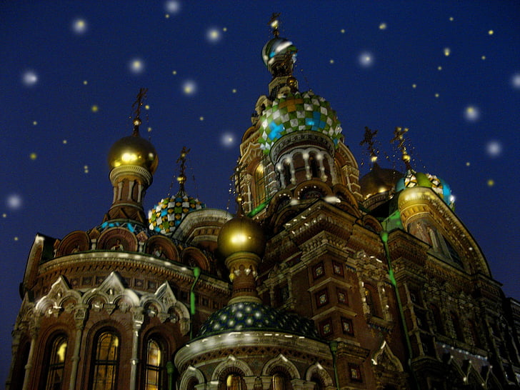nostre Salvador sobre la sang, St petersburg Rússia, cúpula, arquitectura, l'església, Rússia, Catedral