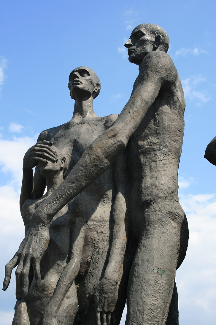 statui, victimele Holocaustului, oameni, suferă, tragic, întuneric, negru